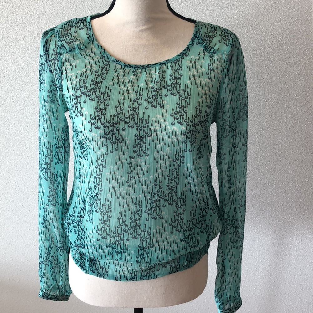 Vila Semi-Sheer Long Sleeve Green Women’s Blouse